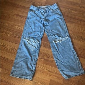 PacSun Blue Relaxed Fit Jeans with Distressed Details